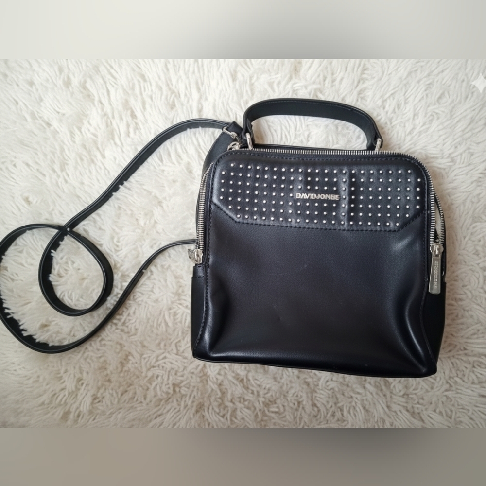4/20$ ➡️ David Jones Black Studded Crossbody Bag